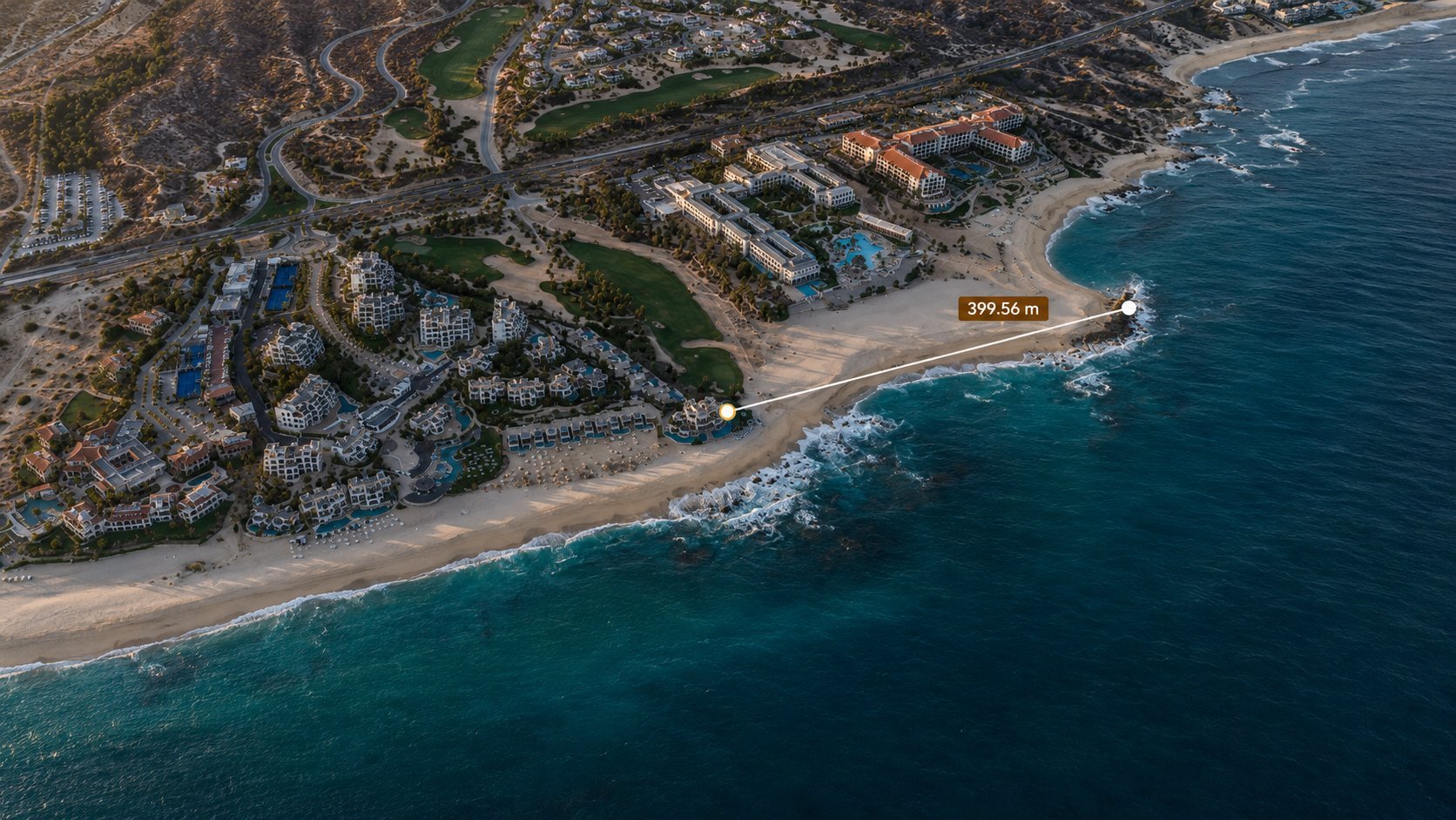 The boarding cove, a short distance along the shoreline from the resort